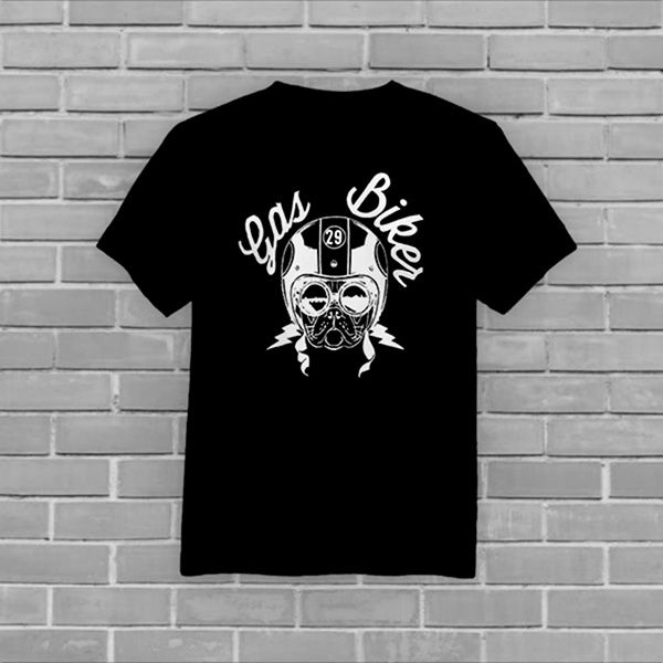 CAMISETA GAS BIKER DOG - NEGRO ANVERSO